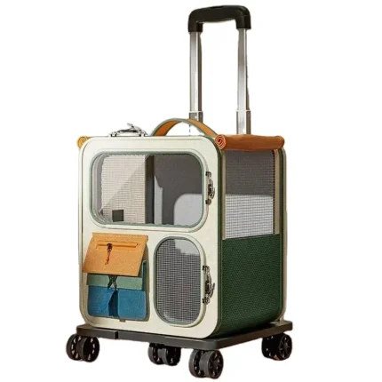 Cat Carrier Cat Backpack with Universal Wheels Soft-Sided Pet Travel Carrier Detachable for Car Camping Outdoor Pet Stroller