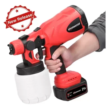 Пистолет-распылитель, 800 мл, беспроводной электрический распылитель краски, автомобильная мебель, стальное покрытие, аэрограф, совместимый с аккумулятором 18 В (цвет: 2 аккумулятора, красный)