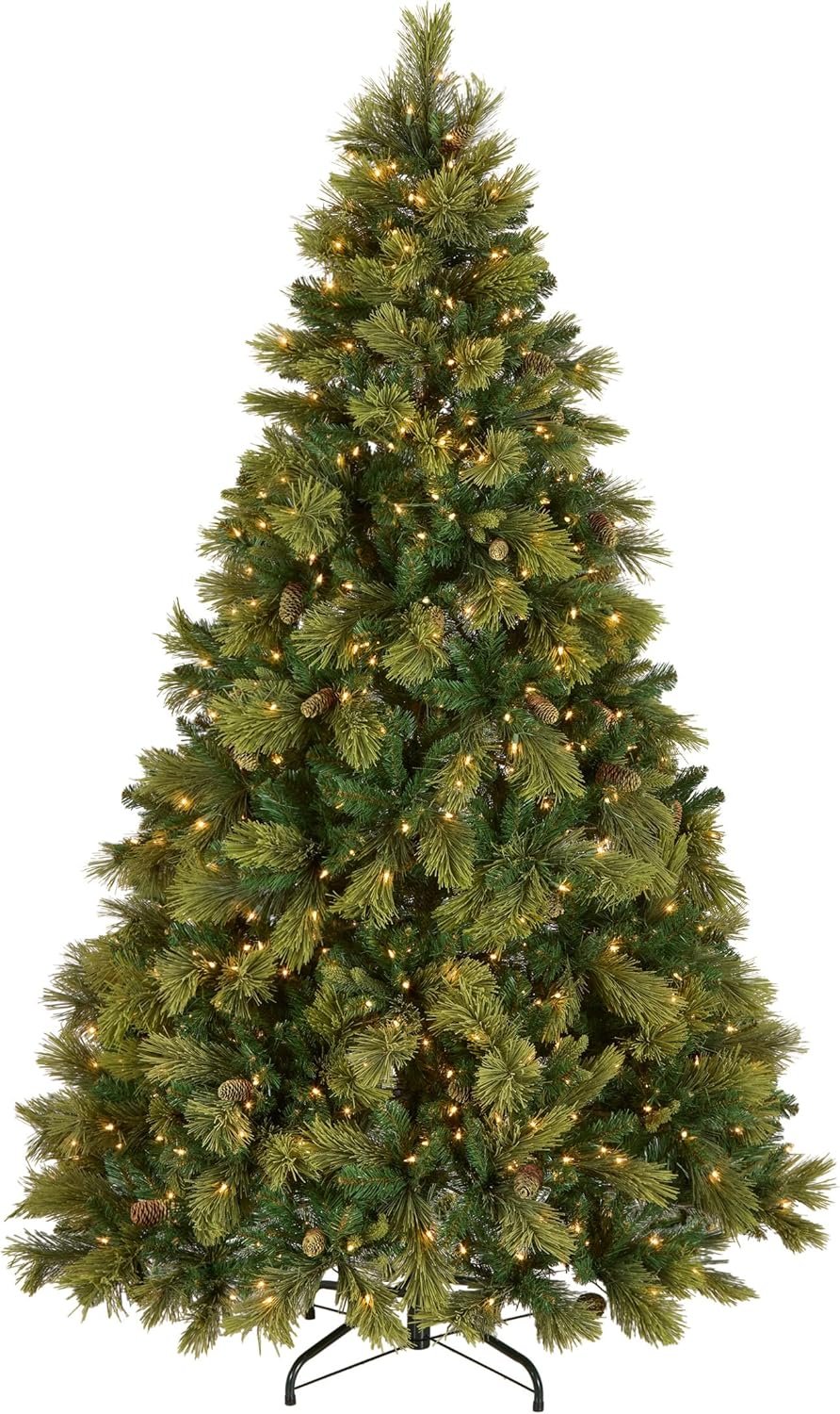 National Tree Company 7.5 ft Pre-Lit Carolina Pine Artificial Christmas Tree. 750 Clear Lights. 1.399 Tips. Includes Stand. Green